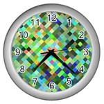 Pixel Pattern A Completely Seamless Background Design Wall Clocks (Silver)  Front