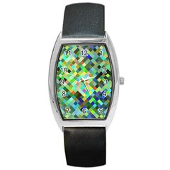 Pixel Pattern A Completely Seamless Background Design Barrel Style Metal Watch by Nexatart