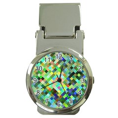 Pixel Pattern A Completely Seamless Background Design Money Clip Watches by Nexatart