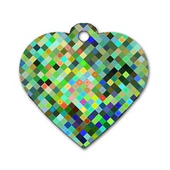 Pixel Pattern A Completely Seamless Background Design Dog Tag Heart (one Side) by Nexatart