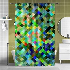 Pixel Pattern A Completely Seamless Background Design Shower Curtain 48  X 72  (small)  by Nexatart