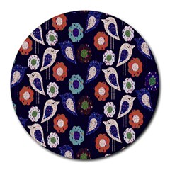 Cute Birds Seamless Pattern Round Mousepads by Nexatart