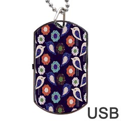 Cute Birds Seamless Pattern Dog Tag Usb Flash (two Sides) by Nexatart