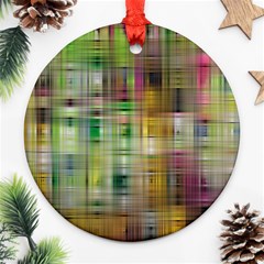 Woven Colorful Abstract Background Of A Tight Weave Pattern Ornament (round) by Nexatart