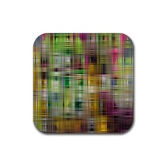 Woven Colorful Abstract Background Of A Tight Weave Pattern Rubber Coaster (square)  by Nexatart