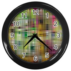 Woven Colorful Abstract Background Of A Tight Weave Pattern Wall Clocks (black) by Nexatart