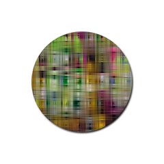 Woven Colorful Abstract Background Of A Tight Weave Pattern Rubber Coaster (round)  by Nexatart