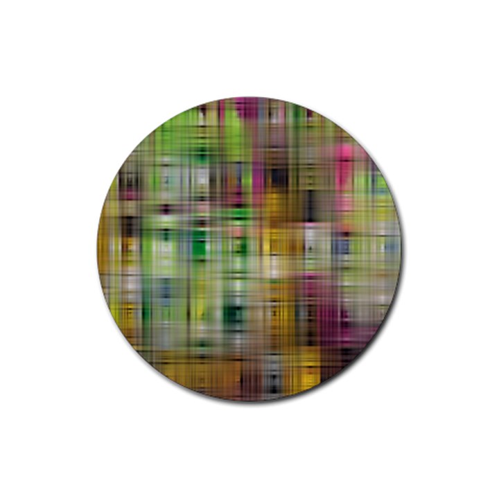 Woven Colorful Abstract Background Of A Tight Weave Pattern Rubber Round Coaster (4 pack) 