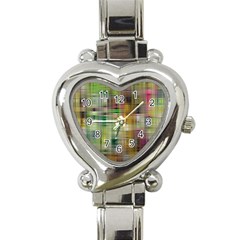 Woven Colorful Abstract Background Of A Tight Weave Pattern Heart Italian Charm Watch by Nexatart