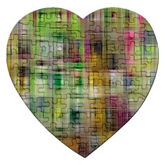 Woven Colorful Abstract Background Of A Tight Weave Pattern Jigsaw Puzzle (heart) by Nexatart