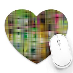 Woven Colorful Abstract Background Of A Tight Weave Pattern Heart Mousepads by Nexatart