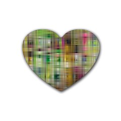 Woven Colorful Abstract Background Of A Tight Weave Pattern Rubber Coaster (heart)  by Nexatart