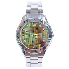 Woven Colorful Abstract Background Of A Tight Weave Pattern Stainless Steel Analogue Watch by Nexatart