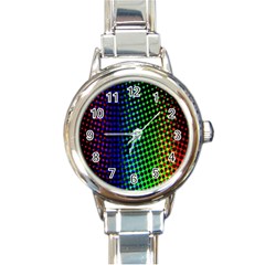 Digitally Created Halftone Dots Abstract Round Italian Charm Watch