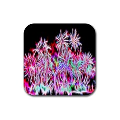 Fractal Fireworks Display Pattern Rubber Coaster (square)  by Nexatart