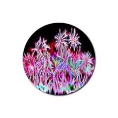 Fractal Fireworks Display Pattern Rubber Coaster (round)  by Nexatart