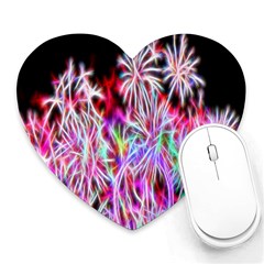 Fractal Fireworks Display Pattern Heart Mousepads by Nexatart