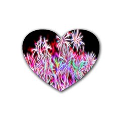 Fractal Fireworks Display Pattern Rubber Coaster (heart)  by Nexatart