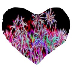 Fractal Fireworks Display Pattern Large 19  Premium Heart Shape Cushions by Nexatart