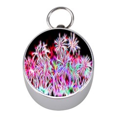 Fractal Fireworks Display Pattern Mini Silver Compasses by Nexatart