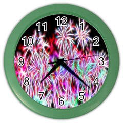 Fractal Fireworks Display Pattern Color Wall Clocks by Nexatart