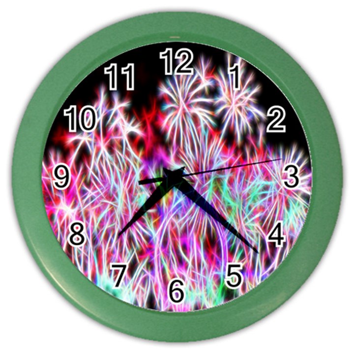 Fractal Fireworks Display Pattern Color Wall Clocks