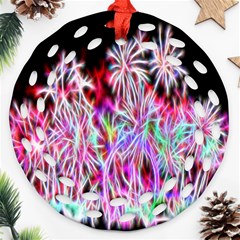 Fractal Fireworks Display Pattern Round Filigree Ornament (two Sides) by Nexatart