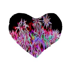 Fractal Fireworks Display Pattern Standard 16  Premium Flano Heart Shape Cushions by Nexatart