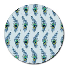 Background Of Beautiful Peacock Feathers Round Mousepads by Nexatart