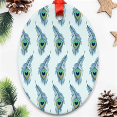 Background Of Beautiful Peacock Feathers Ornament (oval)