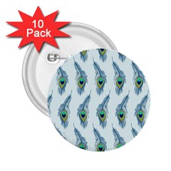 Background Of Beautiful Peacock Feathers 2 25  Buttons (10 Pack)  by Nexatart