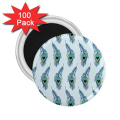 Background Of Beautiful Peacock Feathers 2 25  Magnets (100 Pack)  by Nexatart