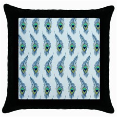 Background Of Beautiful Peacock Feathers Throw Pillow Case (black) by Nexatart