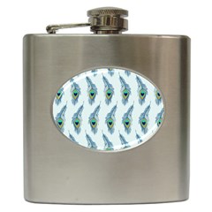 Background Of Beautiful Peacock Feathers Hip Flask (6 Oz) by Nexatart