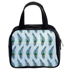 Background Of Beautiful Peacock Feathers Classic Handbags (2 Sides) by Nexatart