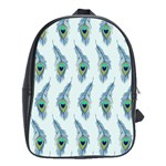 Background Of Beautiful Peacock Feathers School Bags(Large)  Front