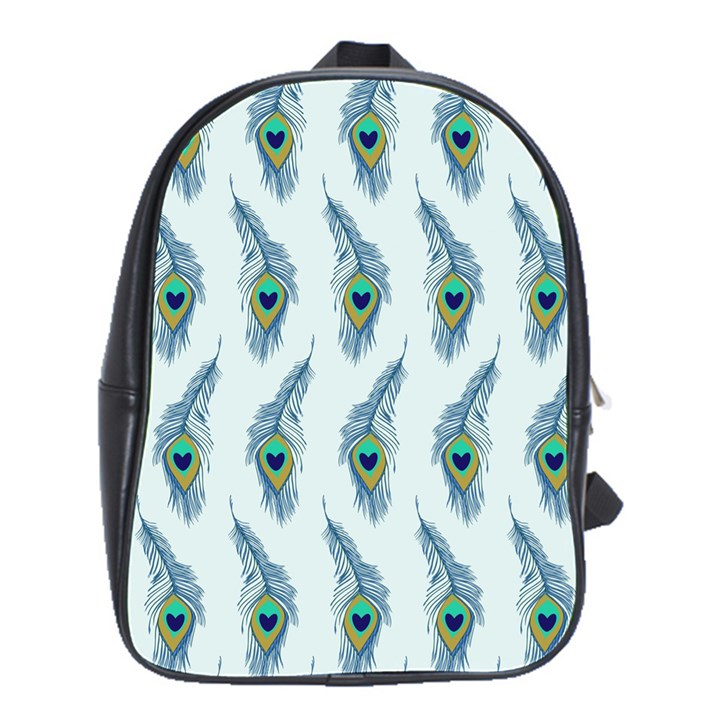 Background Of Beautiful Peacock Feathers School Bags(Large) 