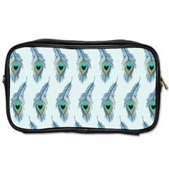 Background Of Beautiful Peacock Feathers Toiletries Bags 2-side by Nexatart