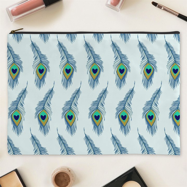 Background Of Beautiful Peacock Feathers Cosmetic Bag (XXXL) 