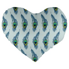 Background Of Beautiful Peacock Feathers Large 19  Premium Heart Shape Cushions by Nexatart