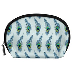 Background Of Beautiful Peacock Feathers Accessory Pouches (large)  by Nexatart