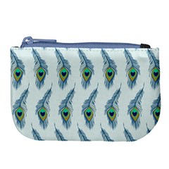 Background Of Beautiful Peacock Feathers Large Coin Purse