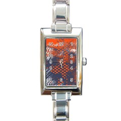 Dark Blue Red And White Messy Background Rectangle Italian Charm Watch by Nexatart