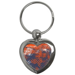 Dark Blue Red And White Messy Background Key Chains (heart)  by Nexatart