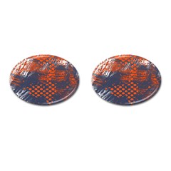 Dark Blue Red And White Messy Background Cufflinks (oval) by Nexatart