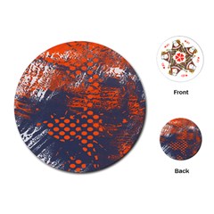 Dark Blue Red And White Messy Background Playing Cards (round)  by Nexatart