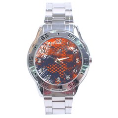 Dark Blue Red And White Messy Background Stainless Steel Analogue Watch by Nexatart