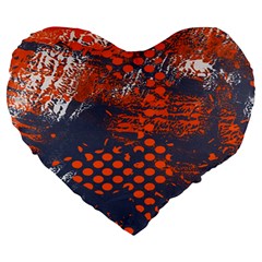 Dark Blue Red And White Messy Background Large 19  Premium Heart Shape Cushions by Nexatart