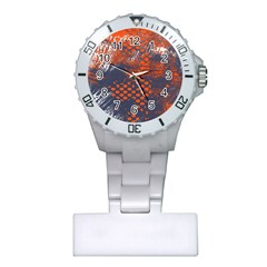 Dark Blue Red And White Messy Background Plastic Nurses Watch by Nexatart