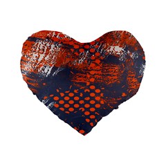 Dark Blue Red And White Messy Background Standard 16  Premium Flano Heart Shape Cushions by Nexatart